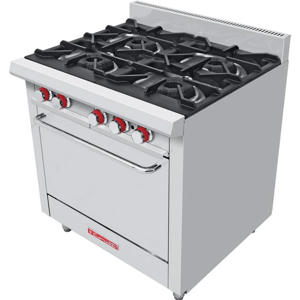 Estufa a gas, con 4 quemadores extra grandes y 1 horno
