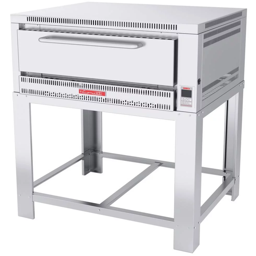 Horno a gas, con capacidad para 4 pizzas de 40 cm con piso refractario, controlado por 1 termostato digital