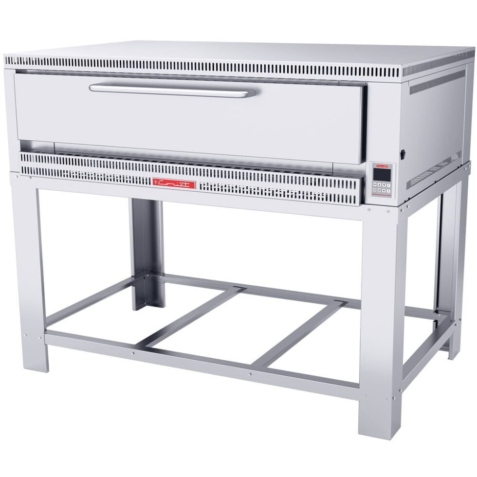 Horno a gas, con capacidad para 6 pizzas de 40 cm de con, piso refractario, controlado por 1 termostato digital
