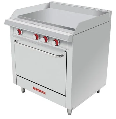 Plancha 3/4" de espesor, 3 quemadores en "U", horno incluido. Máxima productividad