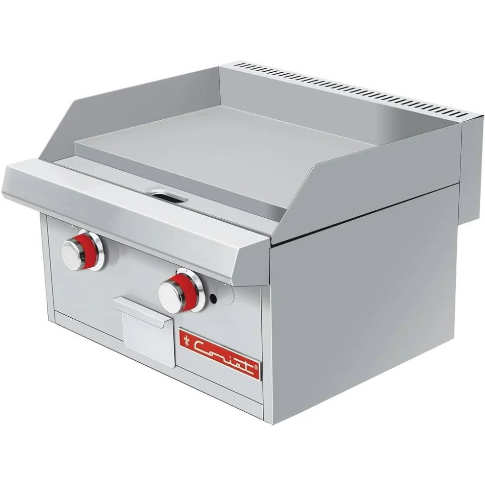 Plancha a gas, con 2 quemadores tubulares, placa de 3/4" de espesor