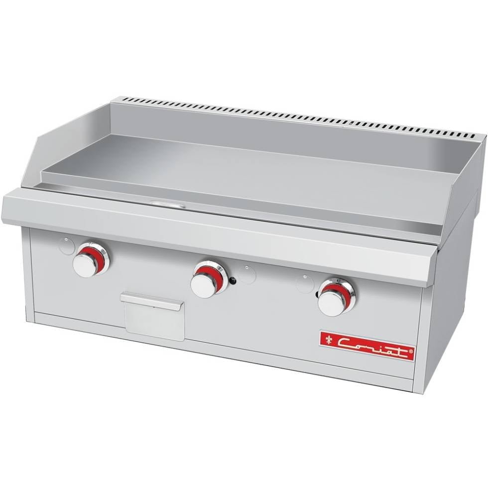 Plancha a gas, con 3 quemadores tubulares, placa de 3/4" de espesor