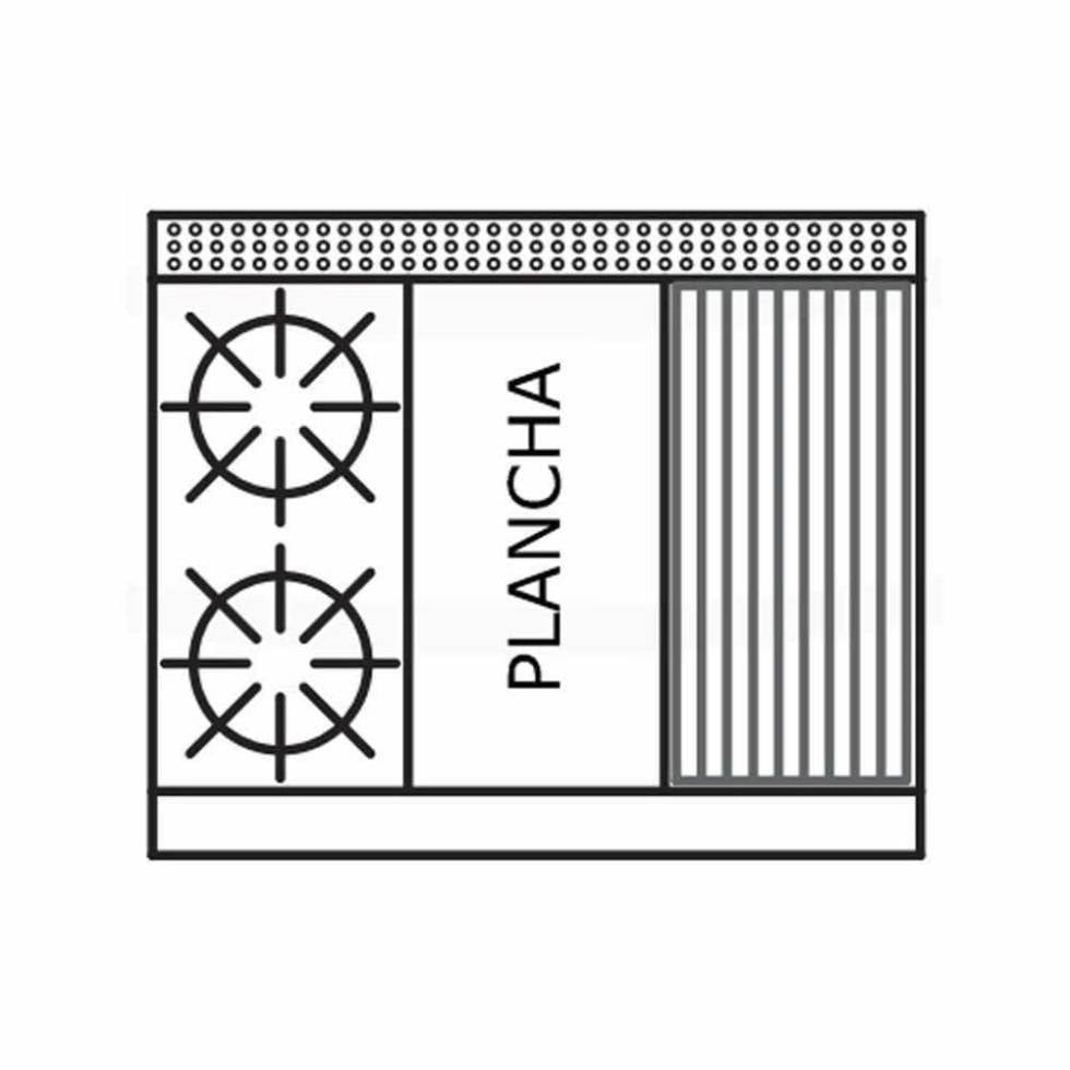 Estufa de mesa modular triple 2 quemadores, 1 plancha y 1 asador EM3/1Q+1P+1A International - Imagen 2