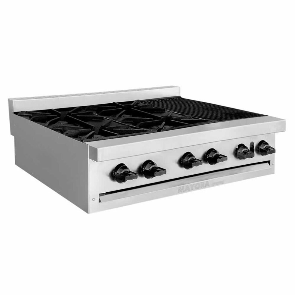 Estufa de mesa modular triple 4 y 1 asador quemadores EM3/2Q+1A International