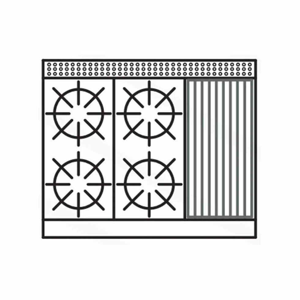 Estufa de mesa modular triple 4 y 1 asador quemadores EM3/2Q+1A International - Imagen 2