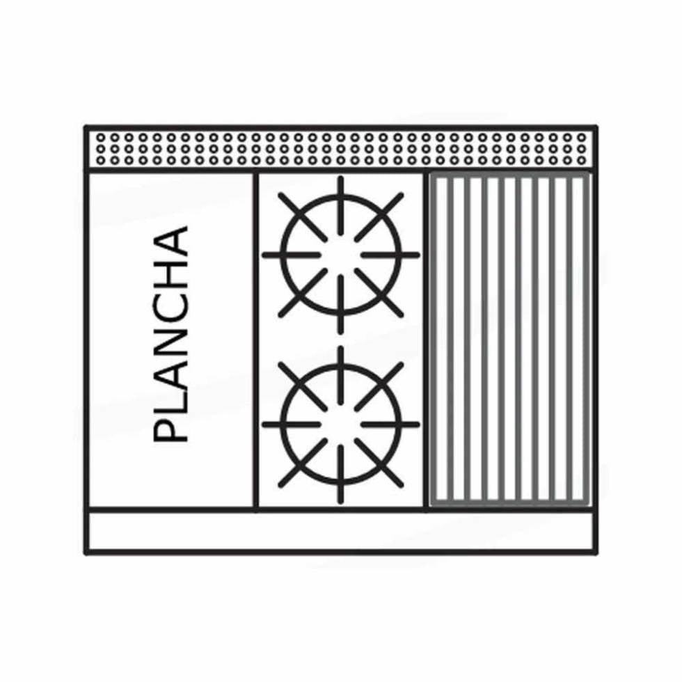 Estufa de mesa modular triple 1 plancha, 2 quemadores y 1 asador EM3/1P+1Q+1A International - Imagen 2