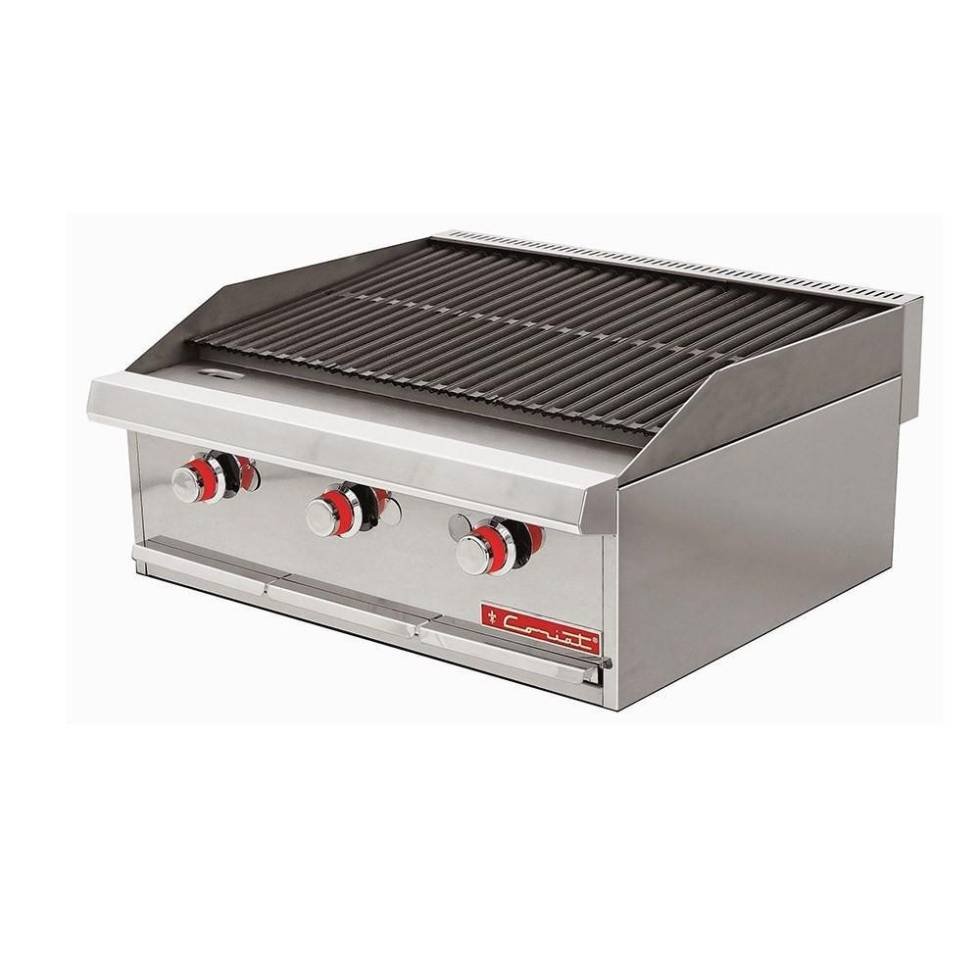 Asador a gas, con 3 parrillas reversibles