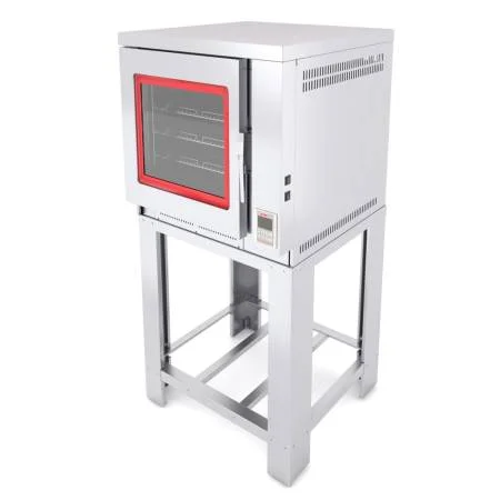 Horno de convección a gas, con capacidad de 5 charolas de 53x32.5 cm, controlado por un termostato digital