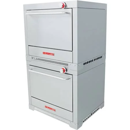 Horno de convección a gas, con capacidad de 5 charolas de 65.5x51.6 cm, controlado por 1 termostato digital